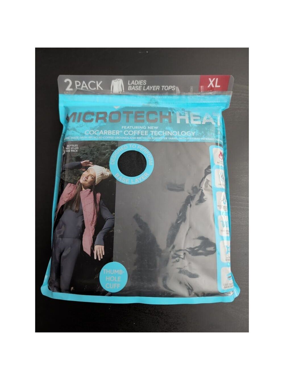 Women's Free Country Microtech Heat Base Layer Tops Black Size XL